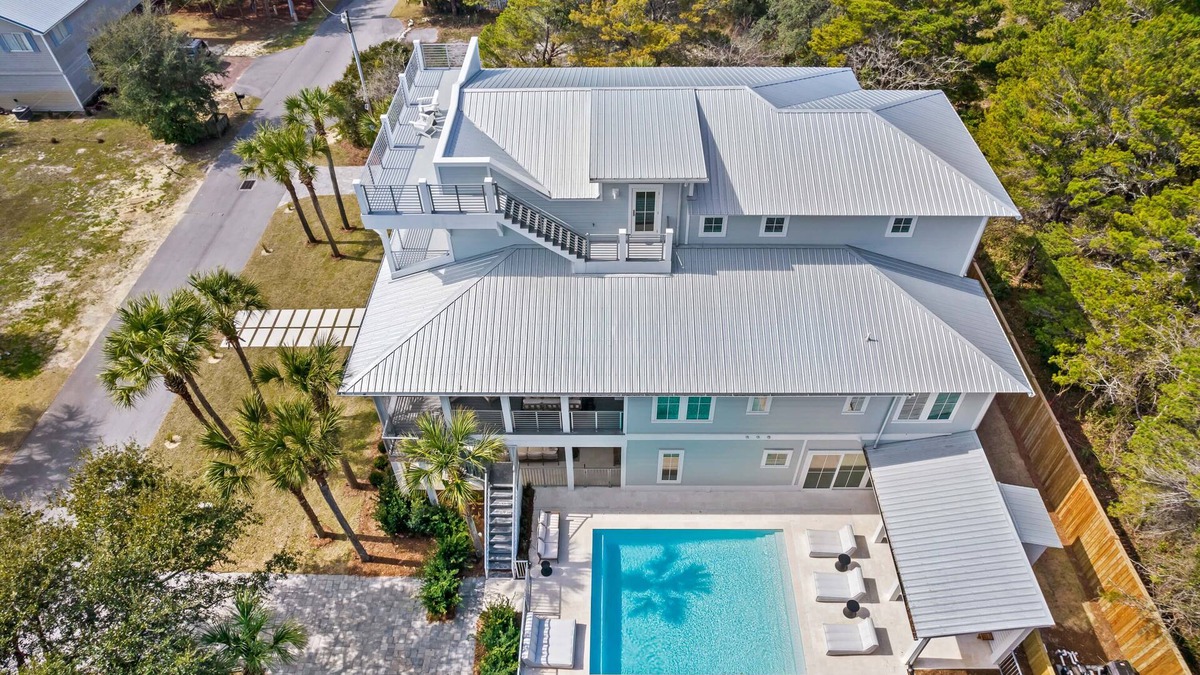 Gulfview Heights House | 1 Min. to Beach. Priv. Pool, LSV (Golf Cart), Outdoor Fireplace, Elevator + More