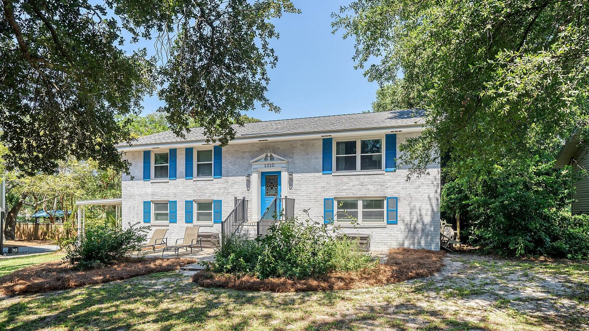 Folly Beach House | 1010 E Ashley -Two Living Rooms and Kitchens - Porch - Steps to the Beach!