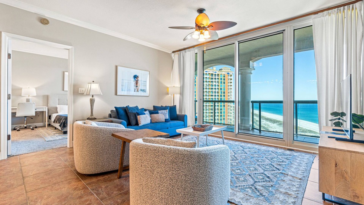 Pensacola Beach Condo | 14th-floor condo with ocean view, balcony, pool, hot tub & gym - steps to beach