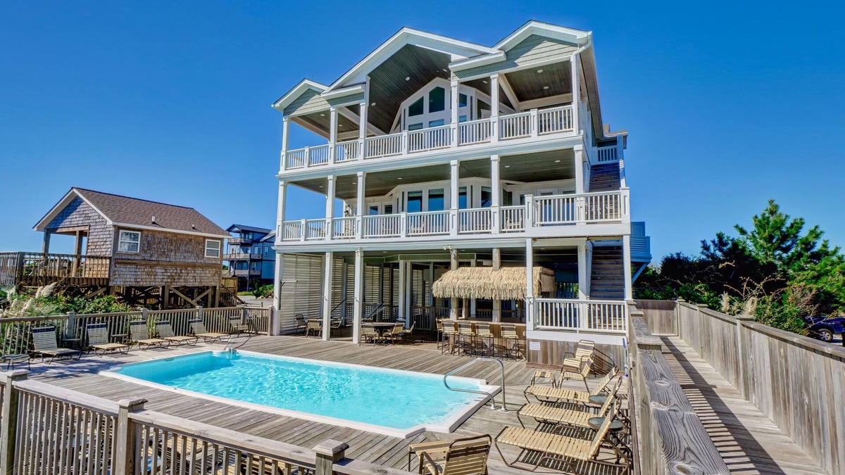 Sneads Ferry House | 16 BRs/Pool/Elevator/Tiki Bar/Sleeps up to 60-Southern Grace on Topsail Island