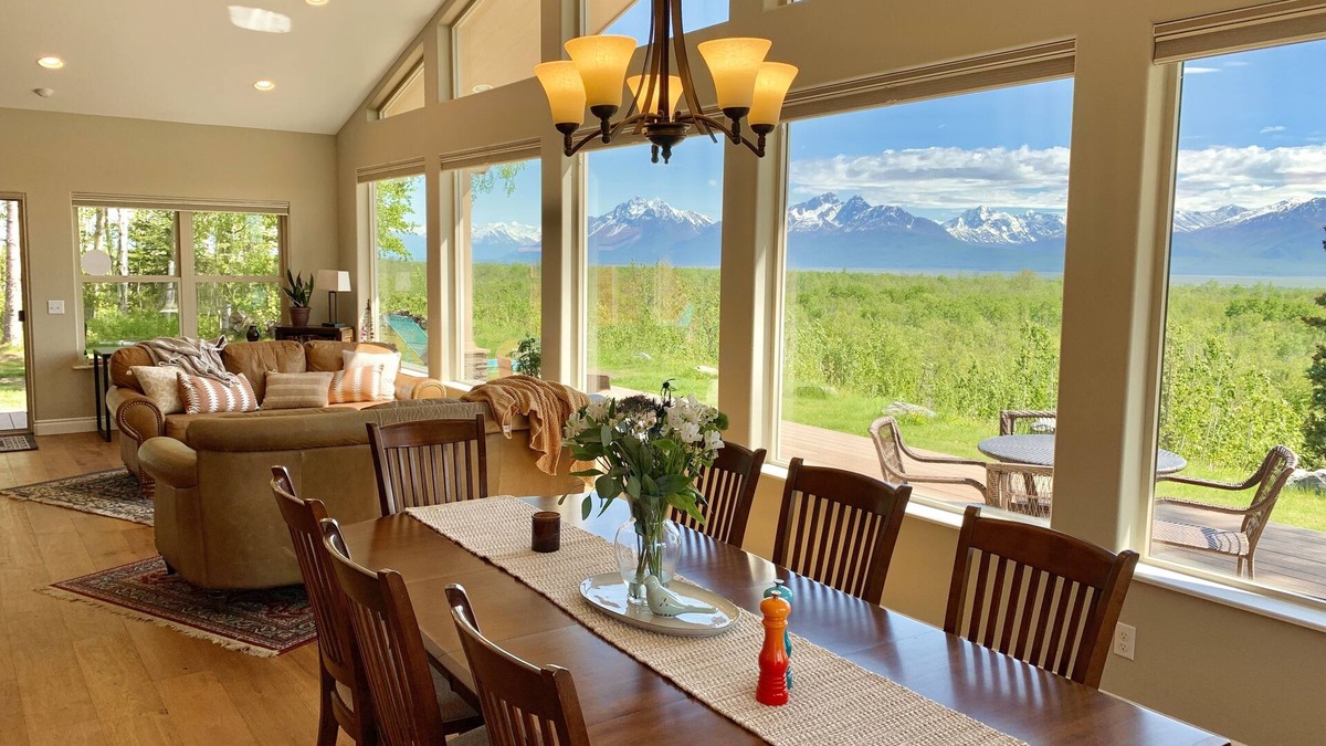 Knik-Fairview House | 180° Mountain Views~Luxury Chalet~Mountain Retreat~Fireplaces~Private~Serene