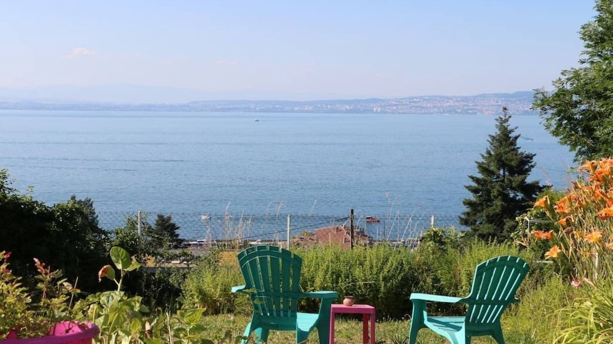 Evian-les-Bains Apartment | 2 pieces, garden level, Vue imprenable sur le Lac Léman