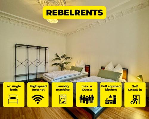 Zeitz Apartment | #2 RebelRents - 4P - Apartment Smart-TV - WLAN - voll ausgestattete Küche