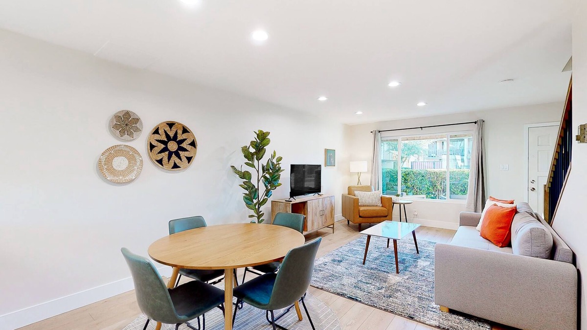 Fashion Square Condo | 2-story dog-friendly condo with patio, outdoor pool, W/D, streaming, partial AC