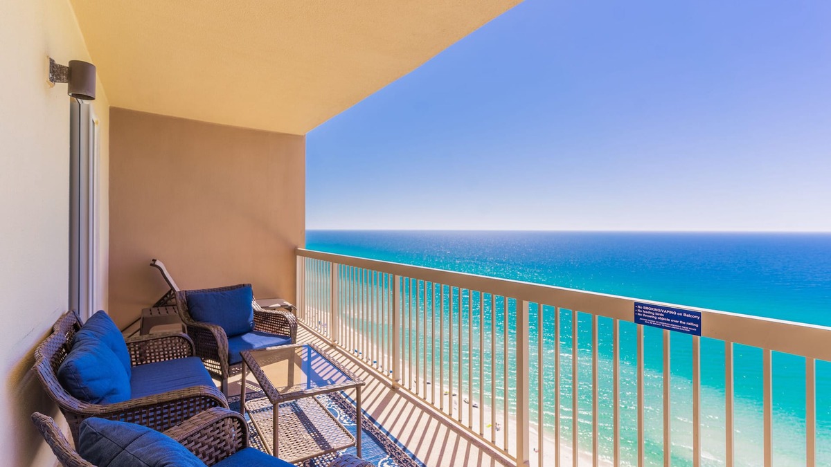 Panama City Beach Condo | 2BR/2BA Sunrise Beach/Best View/Free Beach Chair and WIFI