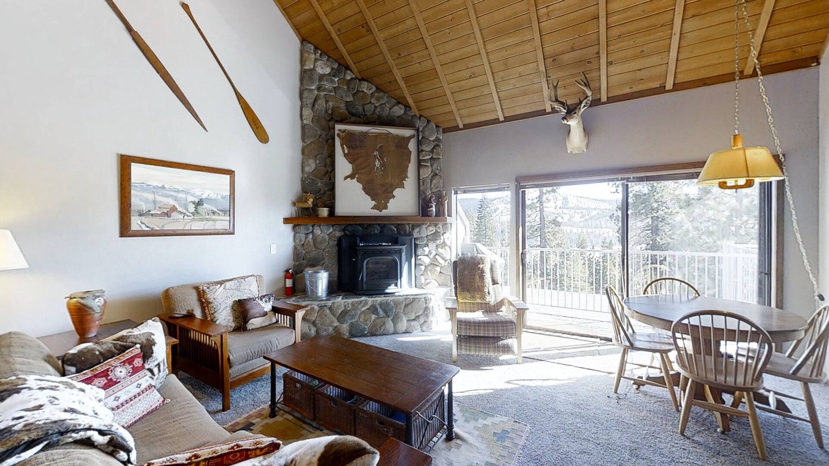 Lakeshore Condo | 3BR Huntington Lake condo with mountain views, WiFi, 2 decks, private W/D