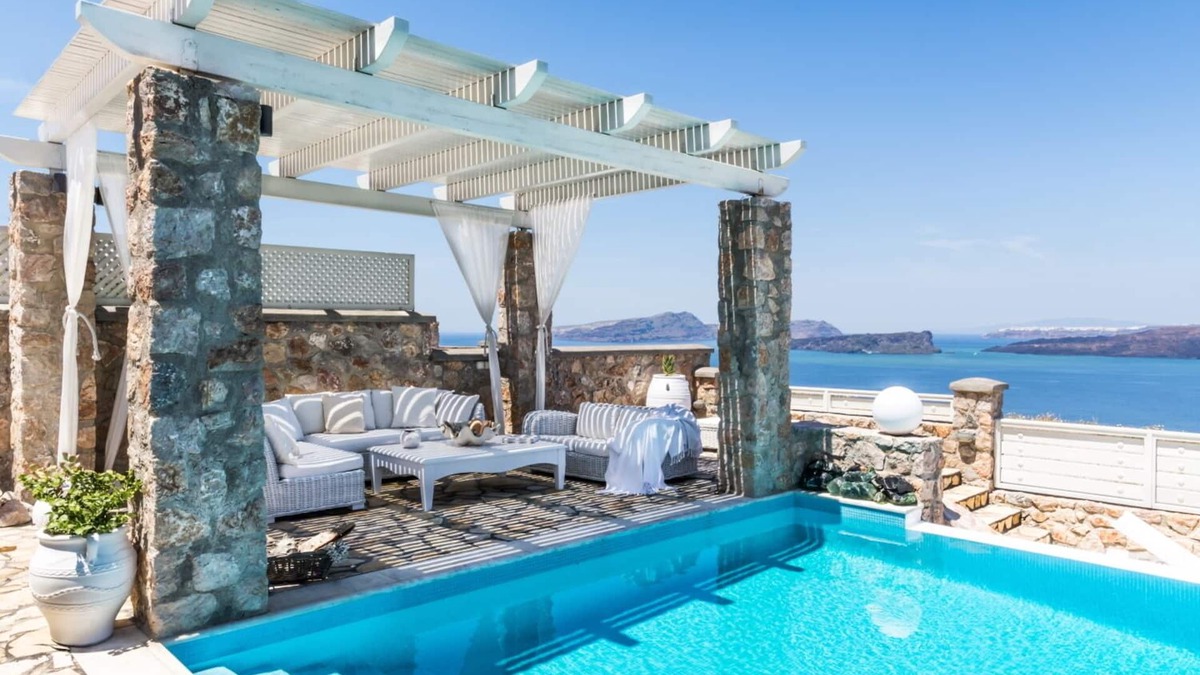 Akrotiri Villa | 5 bedroom luxury villa with pool and stunning sea views and amazing sunsets