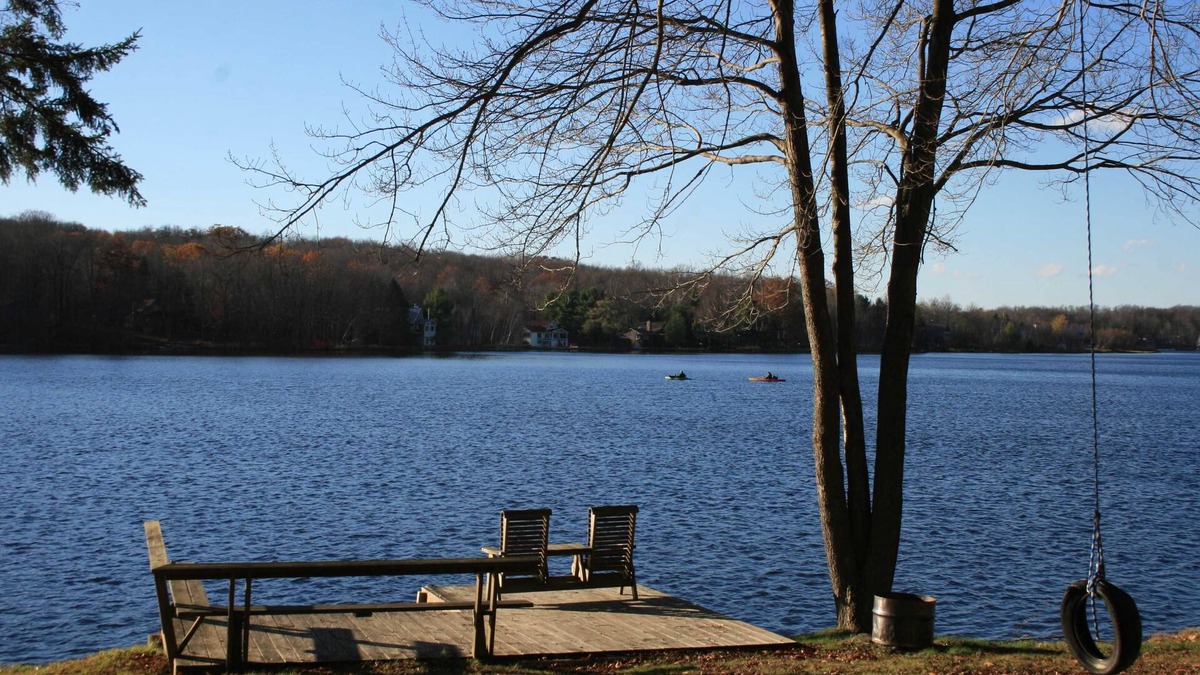Pocono Lake House | 5 Bedrooms, 3 Decks, Private Dock, Pool Table, Foosball Family Charmer