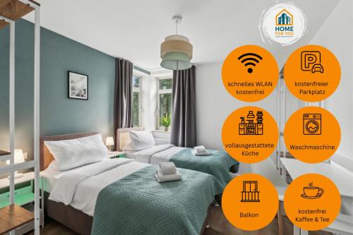 Bocholt Apartment | 6 Schlafplätze - Zentral, Balkon, Parkplatz, Küche