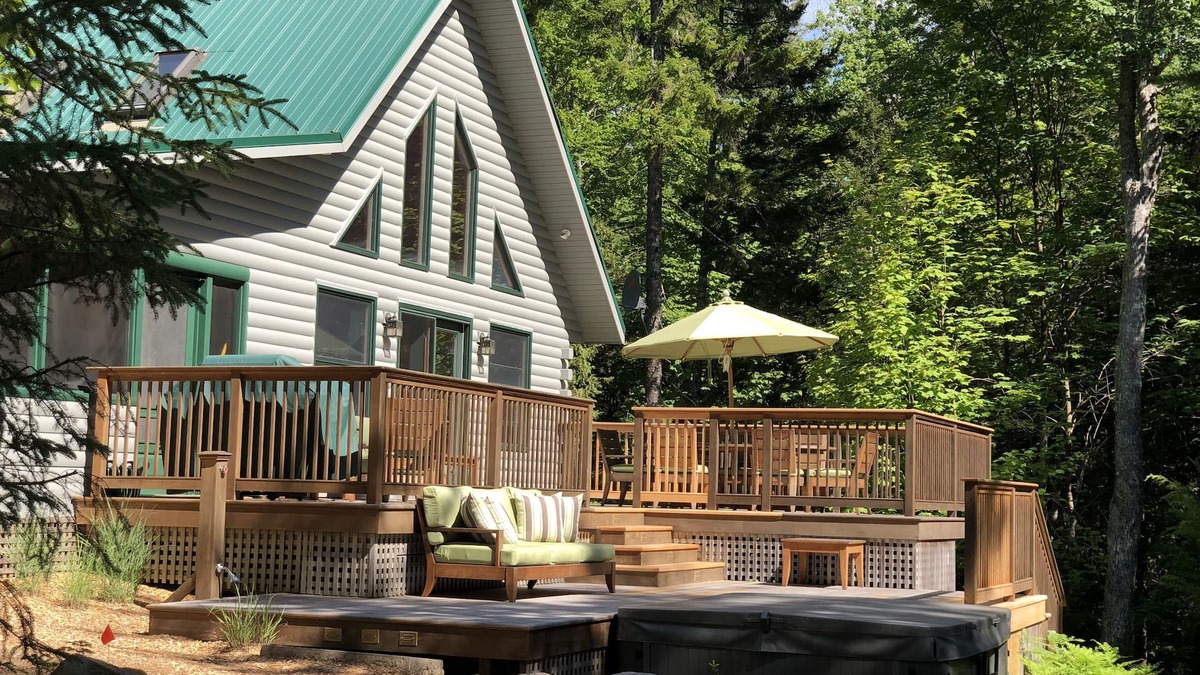 Mount Desert House | Acadia Long Pond Waterfront Cottage on lake- private dock kayak hot tub Sleeps 6