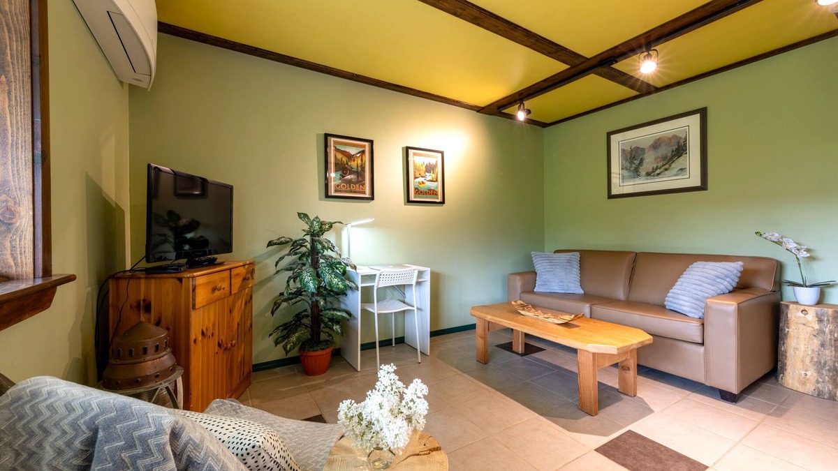 Golden Apartment | Adventure Awaits: Cozy Comfy Suite with AC & Sauna