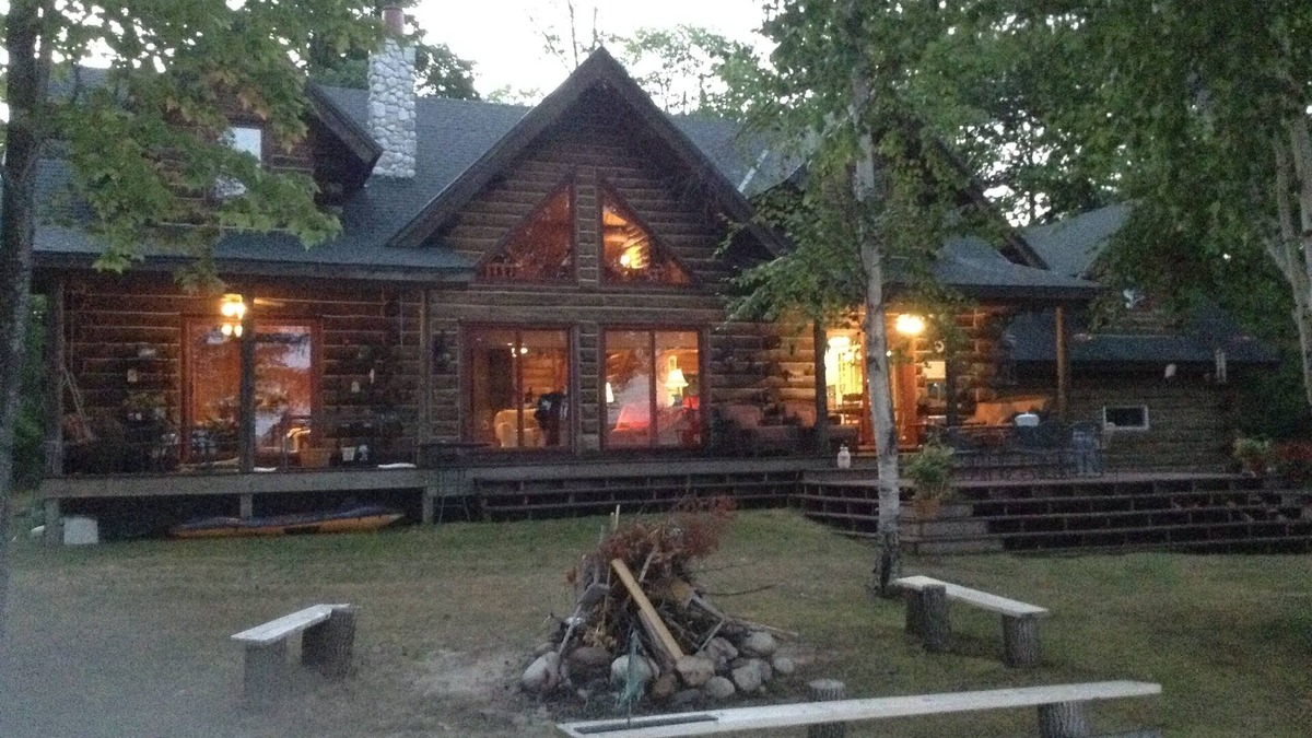 Eveline Township House | Amish Built Custom Design Full Log Home on Lake Nowland