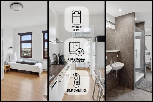 Ost Apartment | Apartment für 13 Gäste, 5 Schlafzimmer, 2 Bäder, 2 Loggia's, Leipzig Zentrum Ost