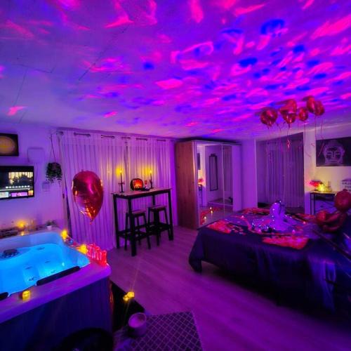 Rocbaron Apartment | App jacuzzi & piscine privée - loveroom - Suite Emeraude