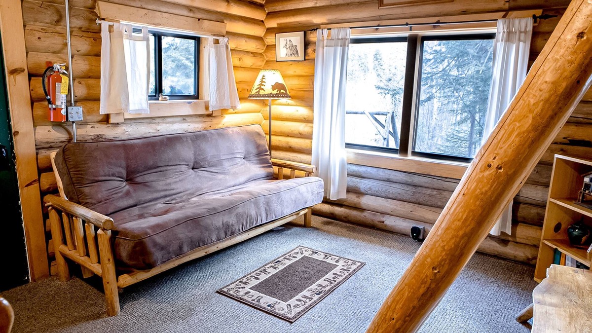 Bigfork Cabin | Atmospheric woodland cabin with firepit, near Glacier & Flathead Lake