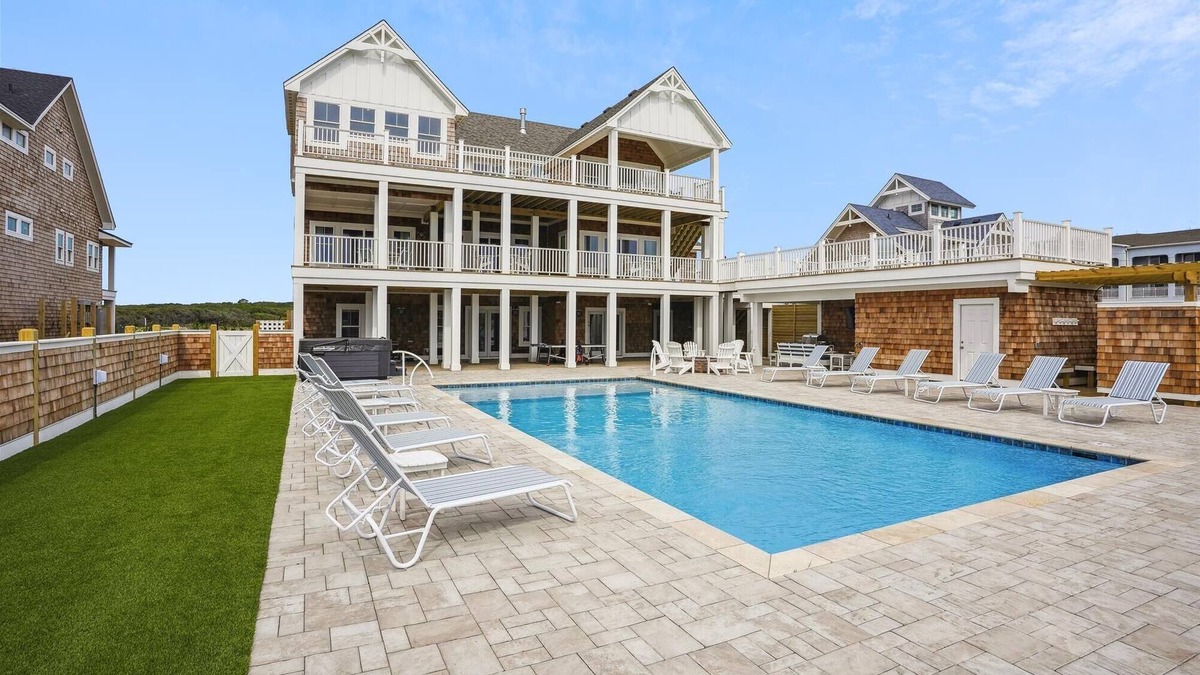 Pine Island House | Austin - New Construction Oceanfront 11BR with Elevator, Fire Pit, Pool, Fitness Room and More!