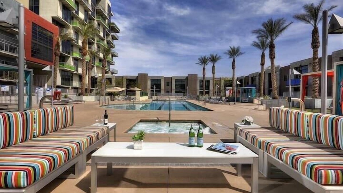 Downtown Las Vegas Condo | Balcony Luxury High Rise Downtown Fremont Casinos