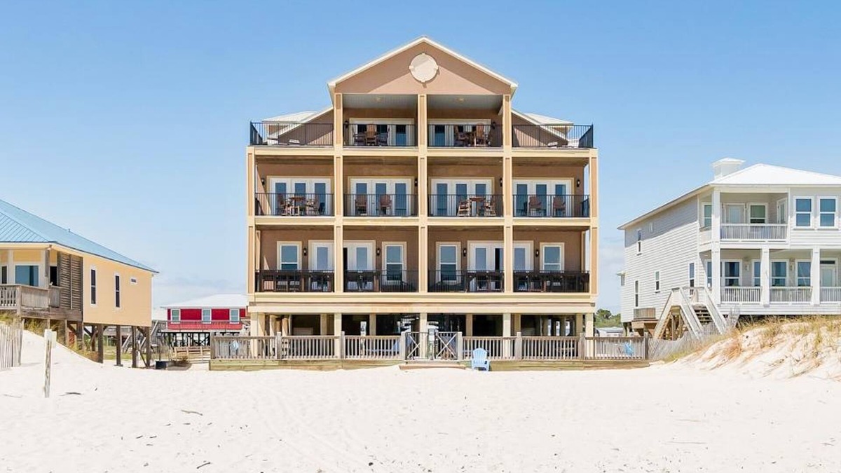 Fort Morgan House | Beachfront wedding/event venue duplex with private pools, elevators, and suites
