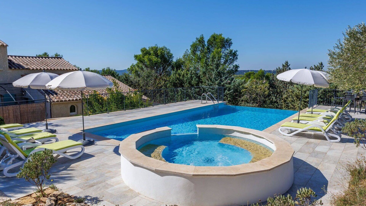 Saint-Hilaire-d'Ozilhan House | Beautiful private villa with hot tub, A/C, WIFI, private pool, TV, patio and panoramic view