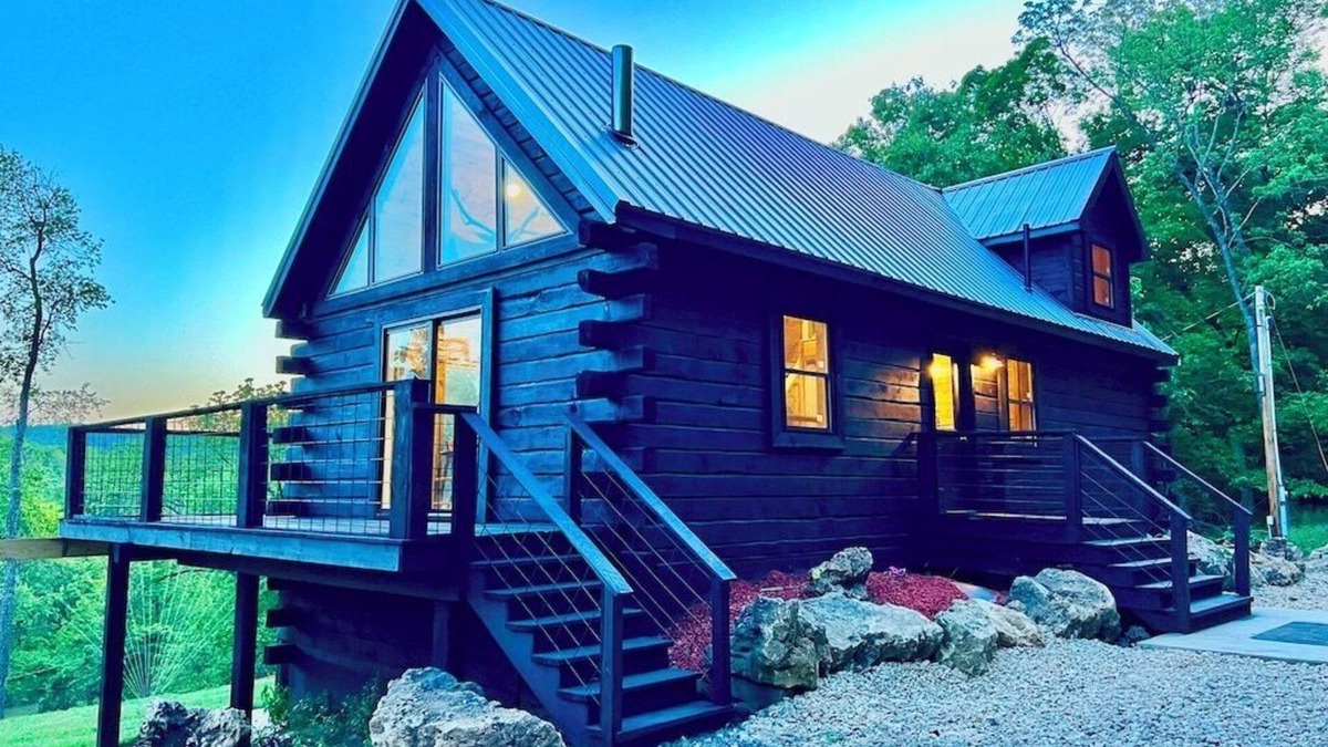 Harpers Ferry Cabin | Black Bear A-Frame Waterfront Log Cabin with Hot Tub Jacuzzi