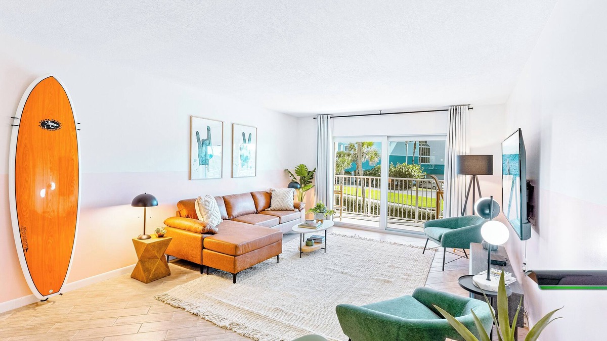 Avon By The Sea Condo | Boho-Chic Beachfront Escape: Pool, Private Balcony & Steps to the Pier