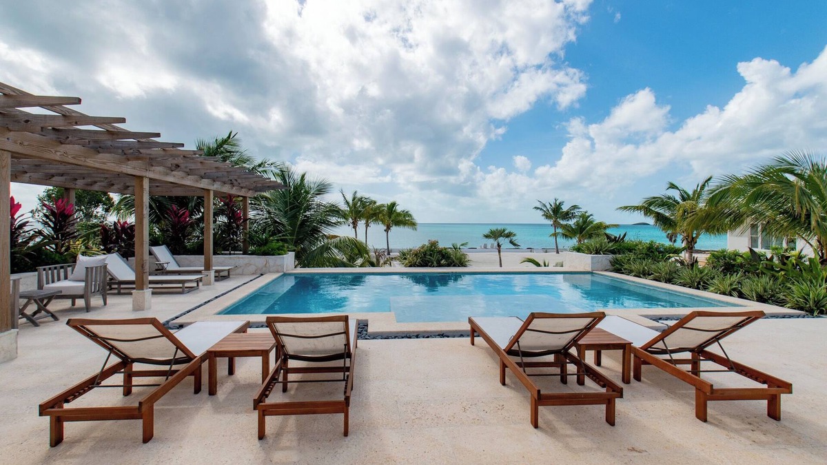 South Palmetto Point House | Brand New Estate with Pool & Private Backyard Beach on Calm Caribbean
