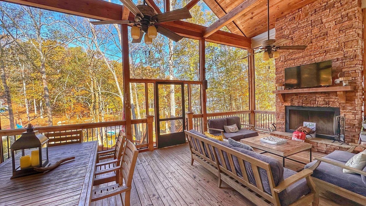 Lake Oconee House | Breathtaking porch just steps from the water.