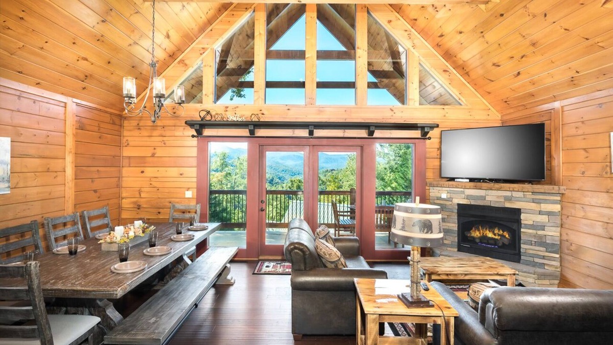 Black Bear Falls Cabin | Breathtaking views, 4 king suites, game room, hot tub.