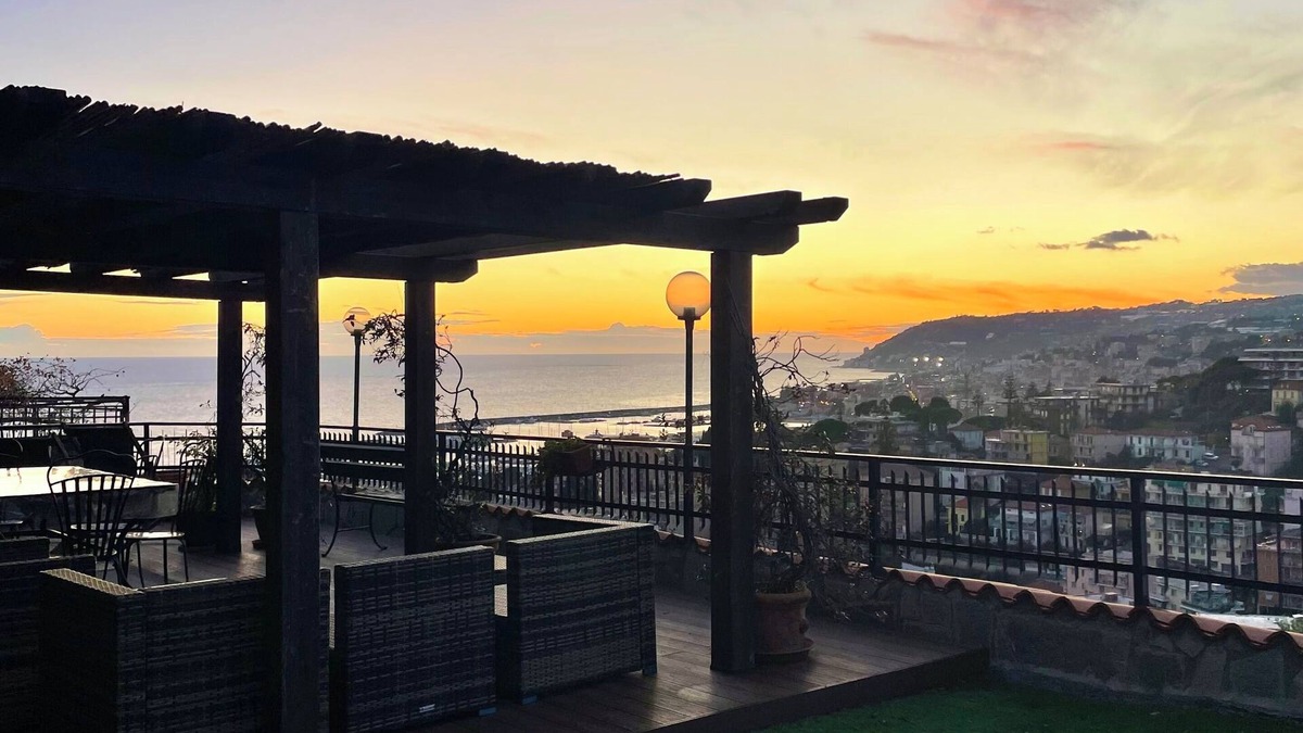 Sanremo House | Bright ,large stone terrace with porch and gazebo. Beautiful sea view.