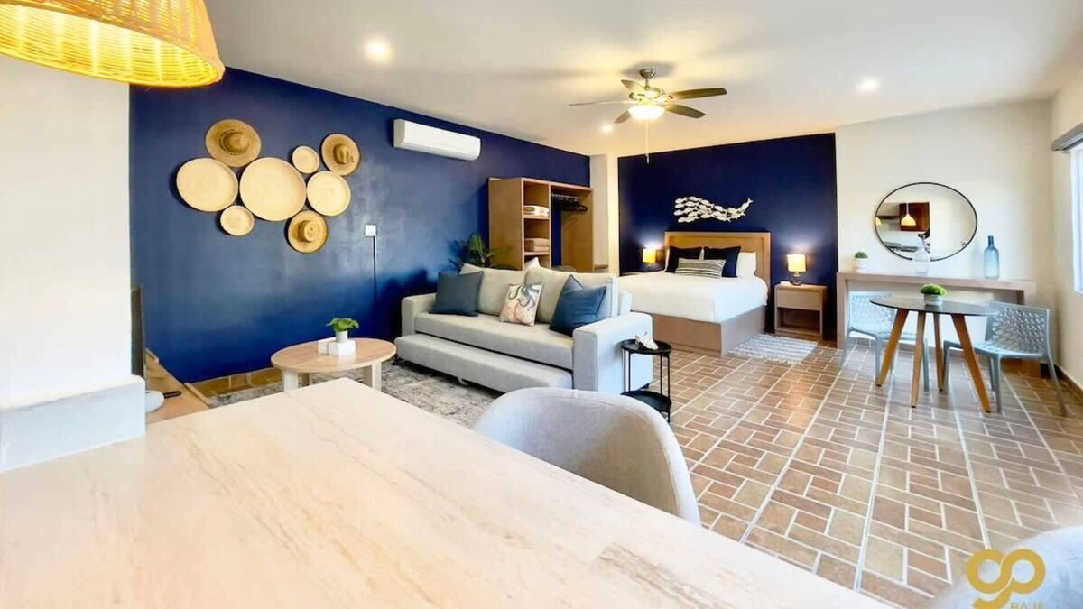 El Centenario Apartment | Bright Studio | Kitchen | AC | Steps to the Beach