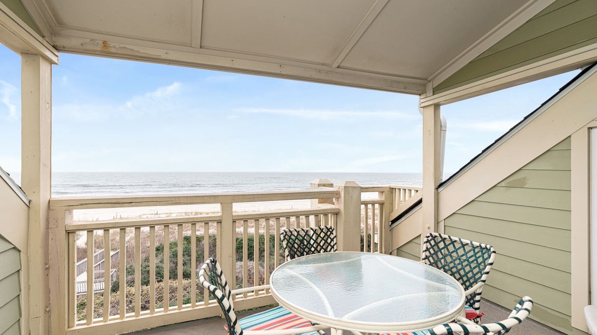 Caswell Beach Condo | Carefree: Oceanfront Condo with Private Balcony and Seasonal Community Pool
