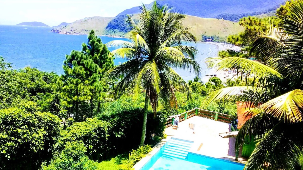 Praia de Barequecaba House | Casa com Piscina, Jardim e Vista Incrível p/o mar