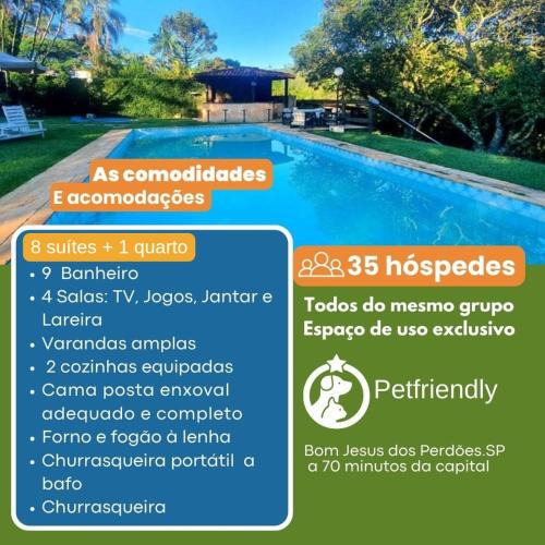 Bom Jesus dos Perdoes Villa | Chacara Aguas Claras 8 suite pesca piscina Karaoke