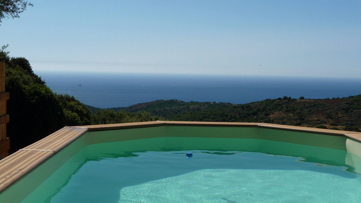 Villanova Ski Chalet | Chalet: sea view, beach 5 minutes, above ground pool, Villanova, 10 km AjaccioCorse