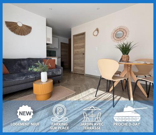 Loucelles Apartment | Champ de blé Apt neuf indépendant plain pied dans maison contemporaine décoration soignée tout confort terrasse aménagée, grand terrain parking privé à 15 mn de Caen et 10 mn deBayeux proche plages du débarquement