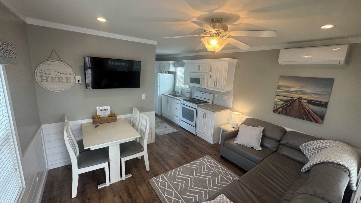 Silver Lake RV Rental | Charming 2-bedroom cabin at Sun Retreats Silver Lake campground.