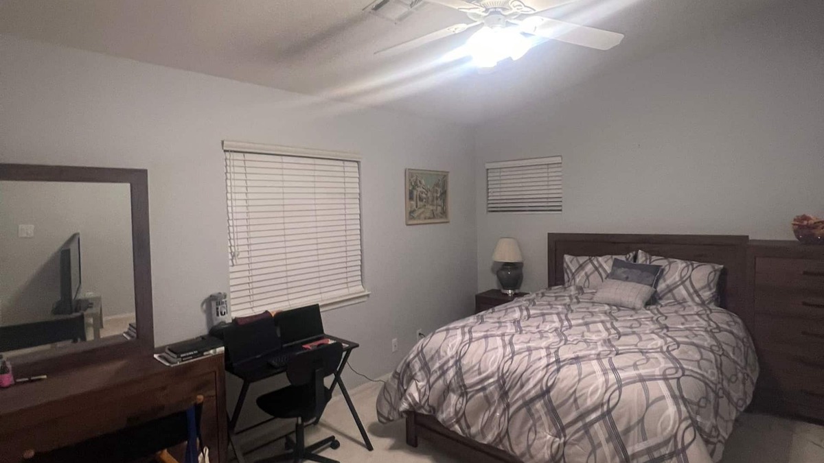 Lancaster House | Charming bedroom in a welcoming Palmdale home with AC, WiFi
