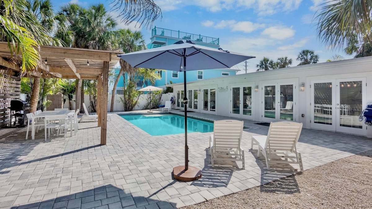 Anna Maria House | Charming Duplex Getaway with Pool, Steps from the Beach