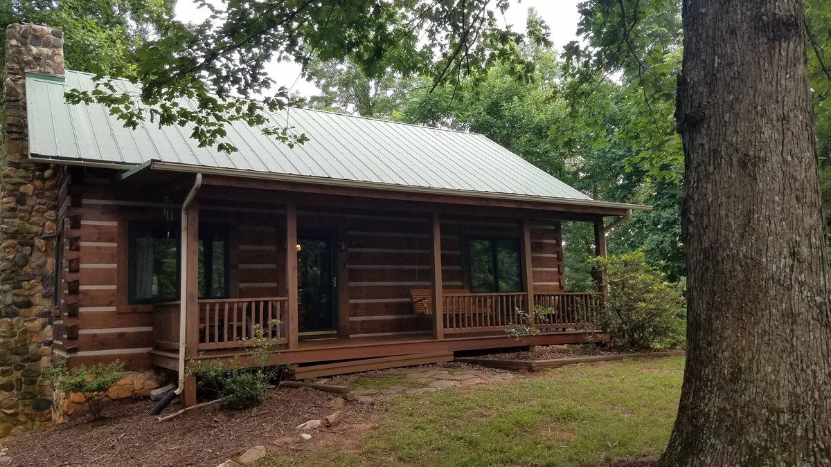 Smith River Cabin | Charming Log Home with Pond on 27 Acres with Mountain Views