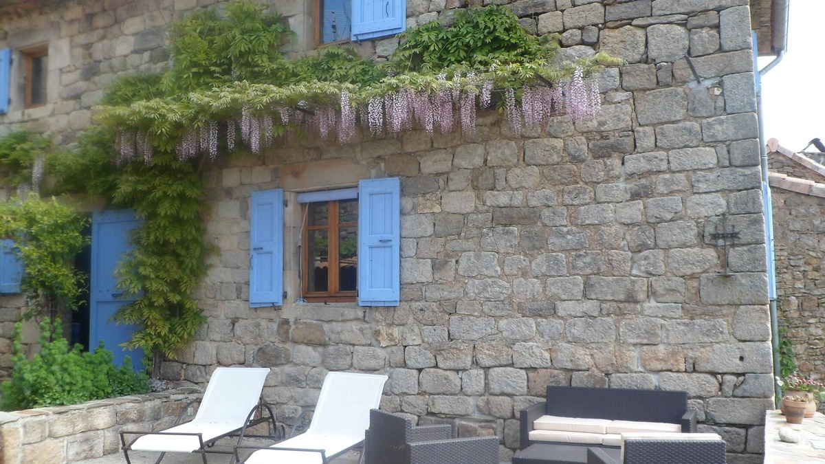 Faugeres Cottage | Charming rental (wifi) stone house with terrace and magnificent view