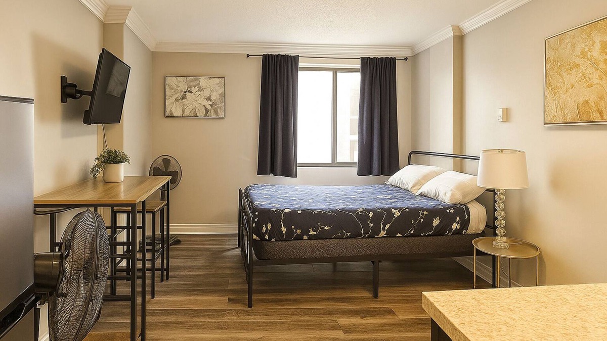Eau Claire Apartment | Charming Vintage Studio Escape in Downtown Calgary
