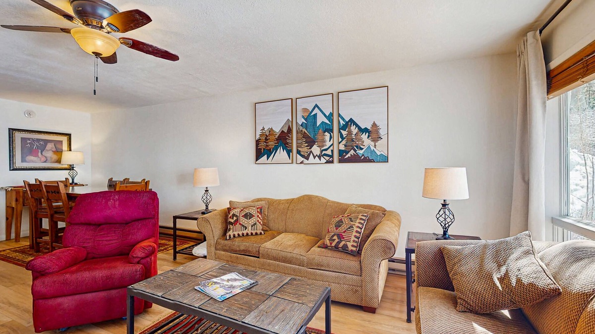 Taos Ski Valley Condo | Comfortable ski-in/ski-out, creekside condo, with gas stove, soaking tub, WIFI