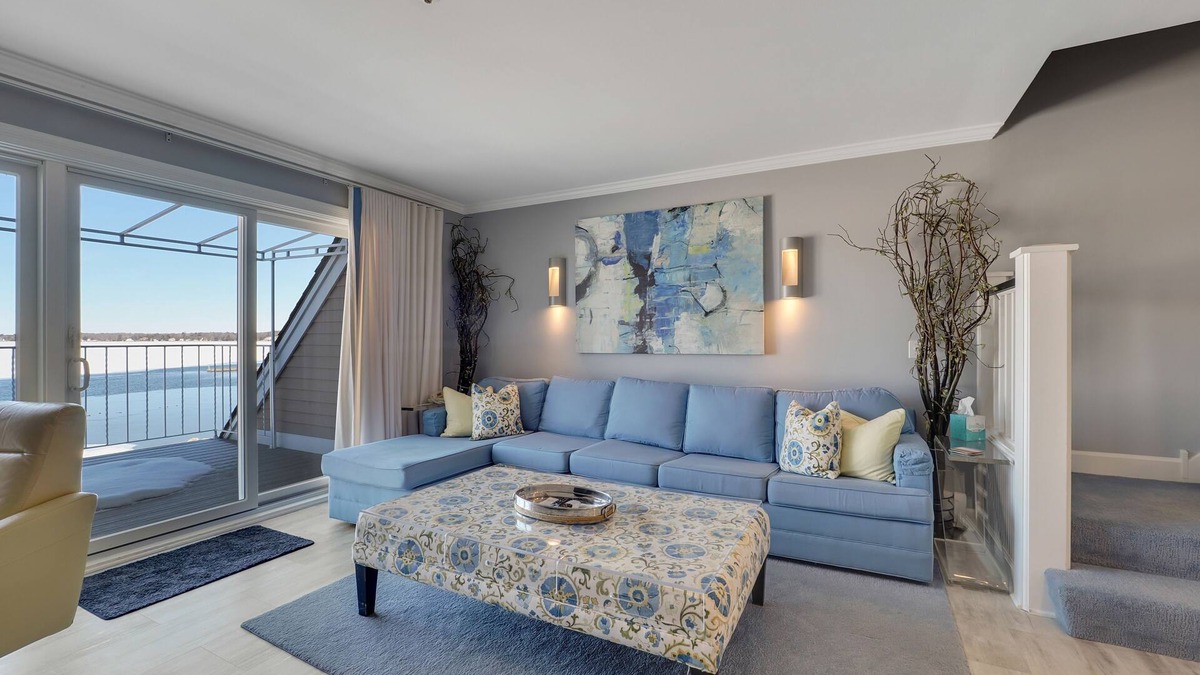 Boyne City Condo | Condo with Lake Charlevoix Views | Private Beach Access | Gas-Log Fireplace