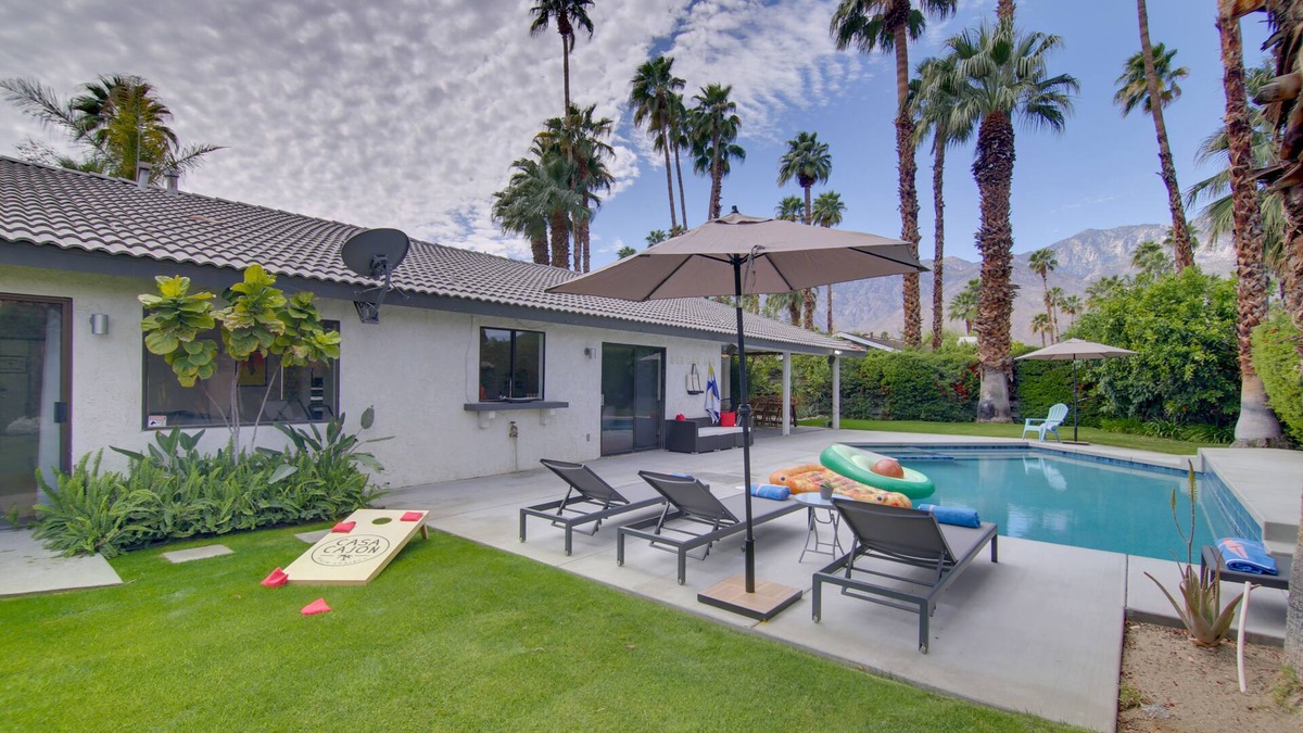 Araby House | Covered Patio, Pool & Games: Home in Palm Springs