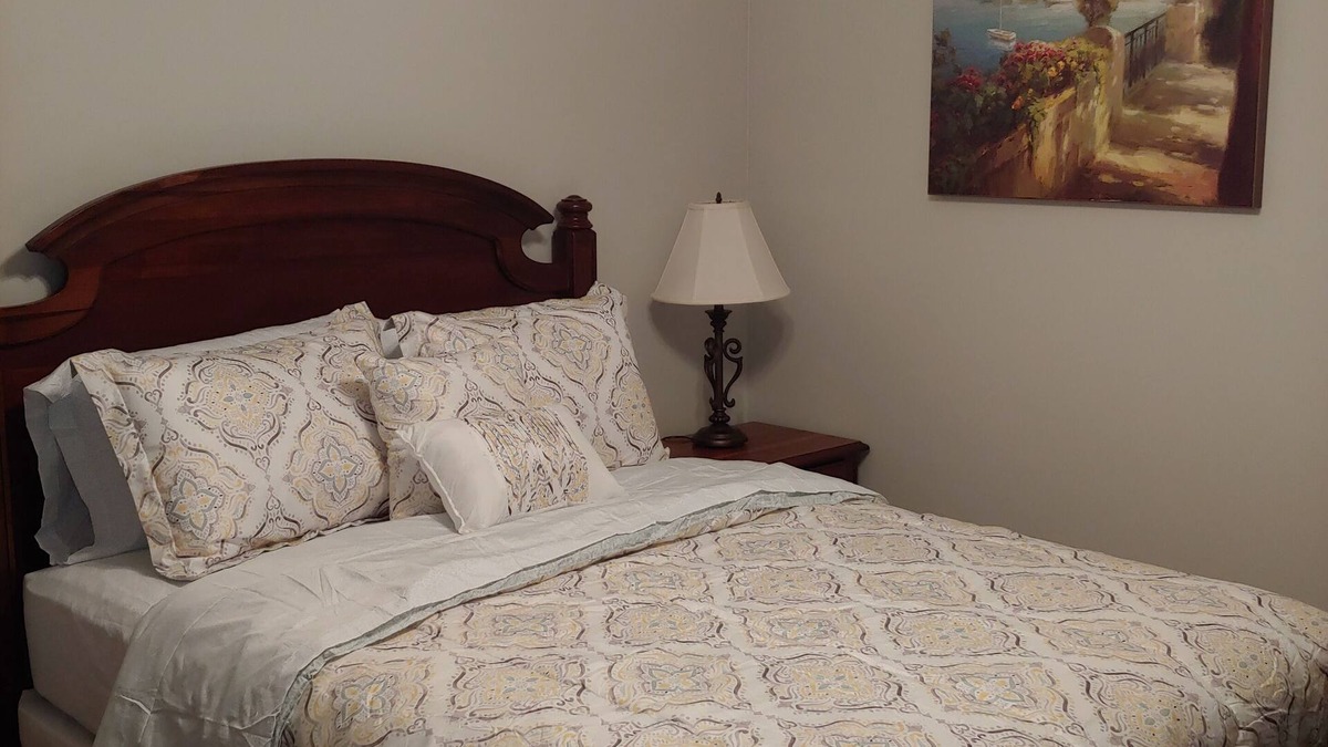 Lawrenceville House | Cozy bedroom with private bathroom, and separate, direct access entrance.