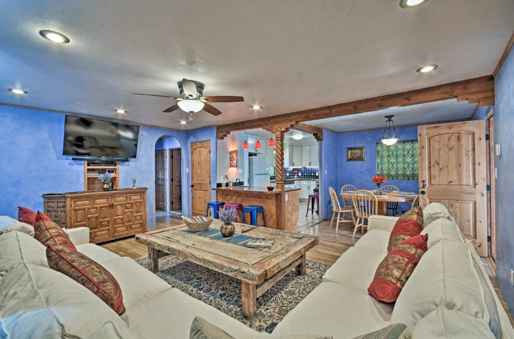 El Prado House | Cozy Blue Adobe with Steam Room 2 Mi from Taos!