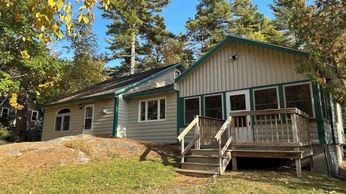 Lucerne-in-Maine Cabin | Cozy Log Home across from Phillips Lake-Four Season Fun
