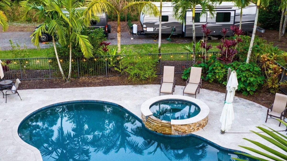 Hunt Club House | Cozy RV with Saltwater Pool & Hot Tub