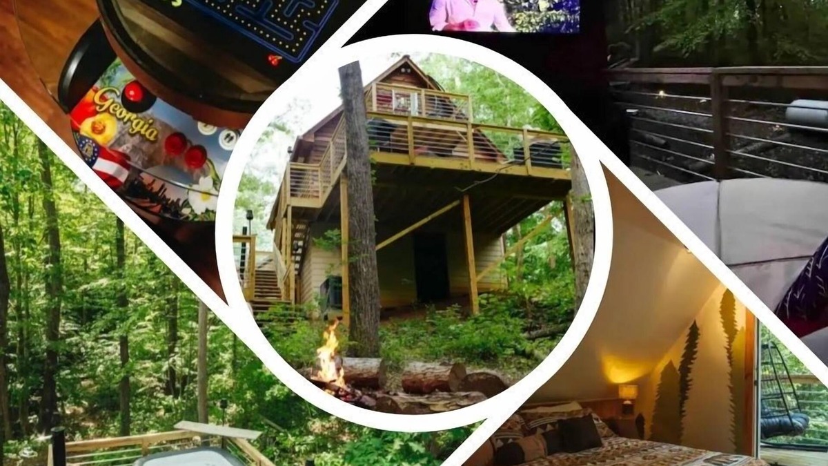 Martin Cabin | Creekside Cabin at Lake Hartwell: hot tub, 2 king beds, outdoor TV, fire pit