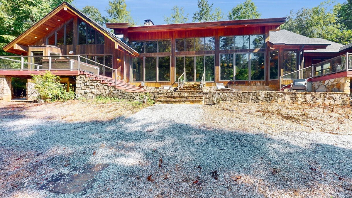 Dahlonega Cabin | Custom riverfront retreat with private pond, dock, firepit & outdoor living